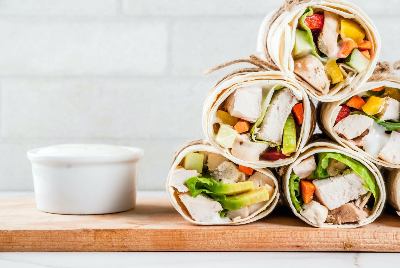 Healthy,Lunch,Snack.,Stack,Of,Mexican,Street,Food,Fajita,Tortilla, Inflight meal