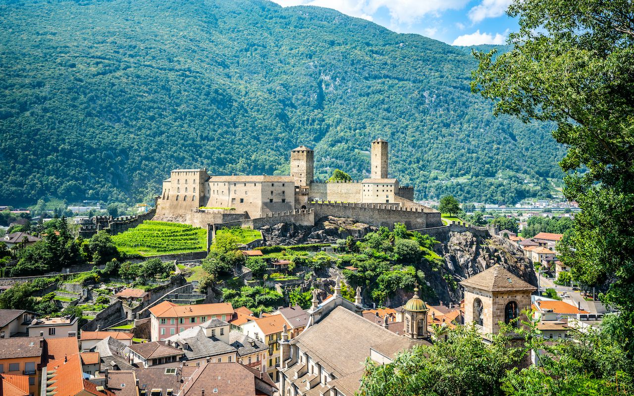 UNESCO-listed Three Castles of Bellinzona in Switzerland