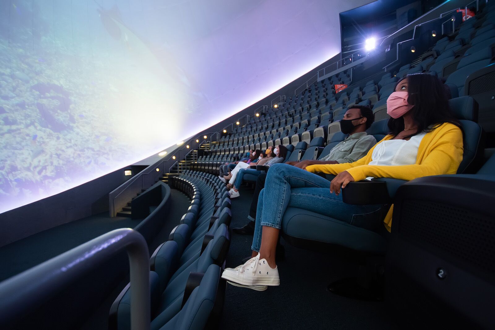 Visitors at the giant dome theater at Chicago’s Museum of Science and Industry