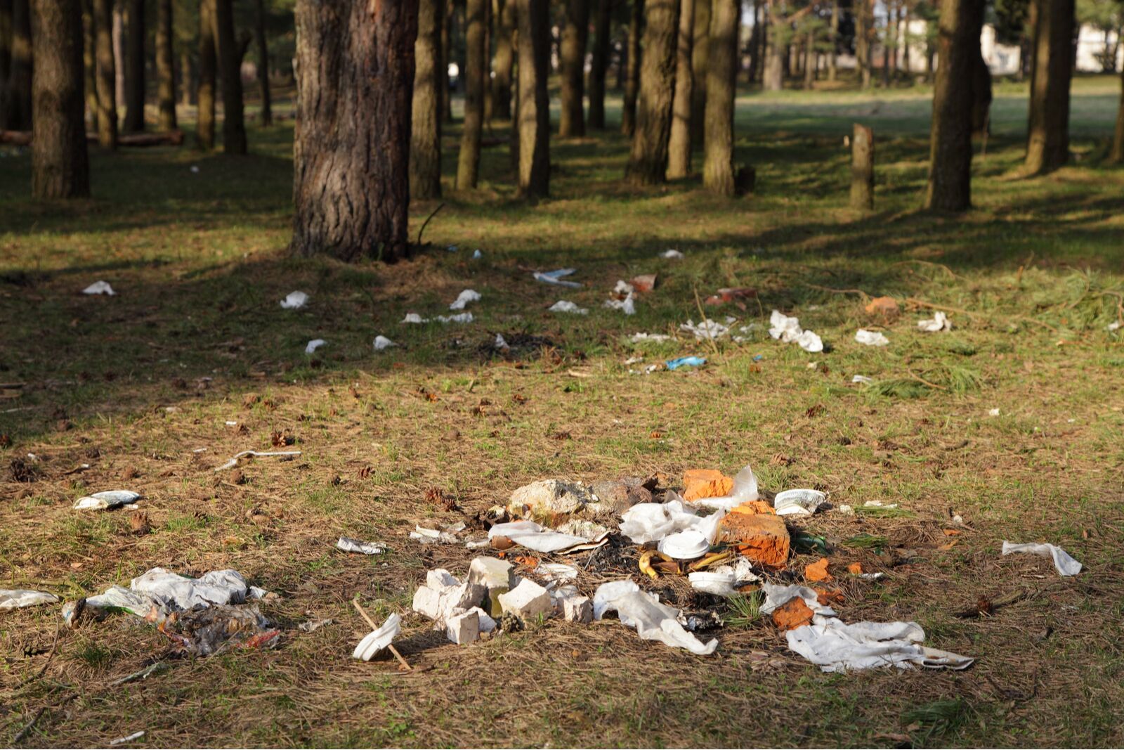 camping etiquette - trash on ground 