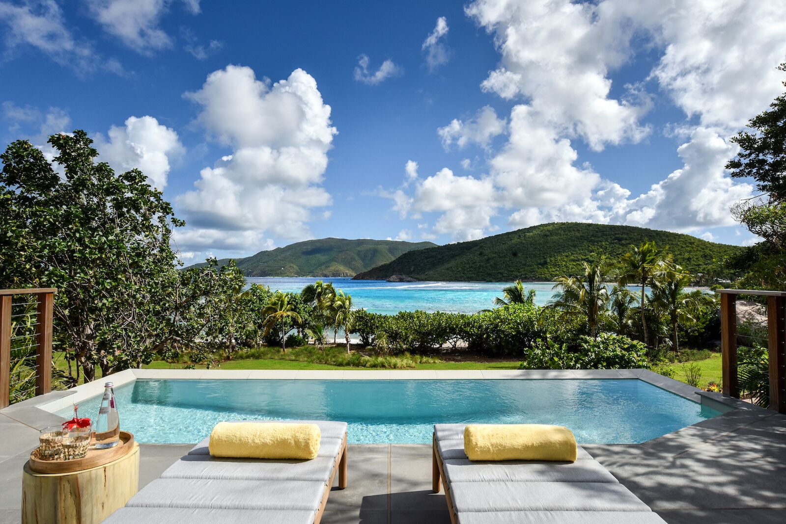 Rosewood Little Dix Bay one bedroom suit private pool with lounge chairs